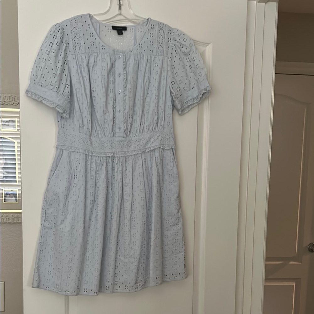 J. Crew Blue Puff Sleeve Dress